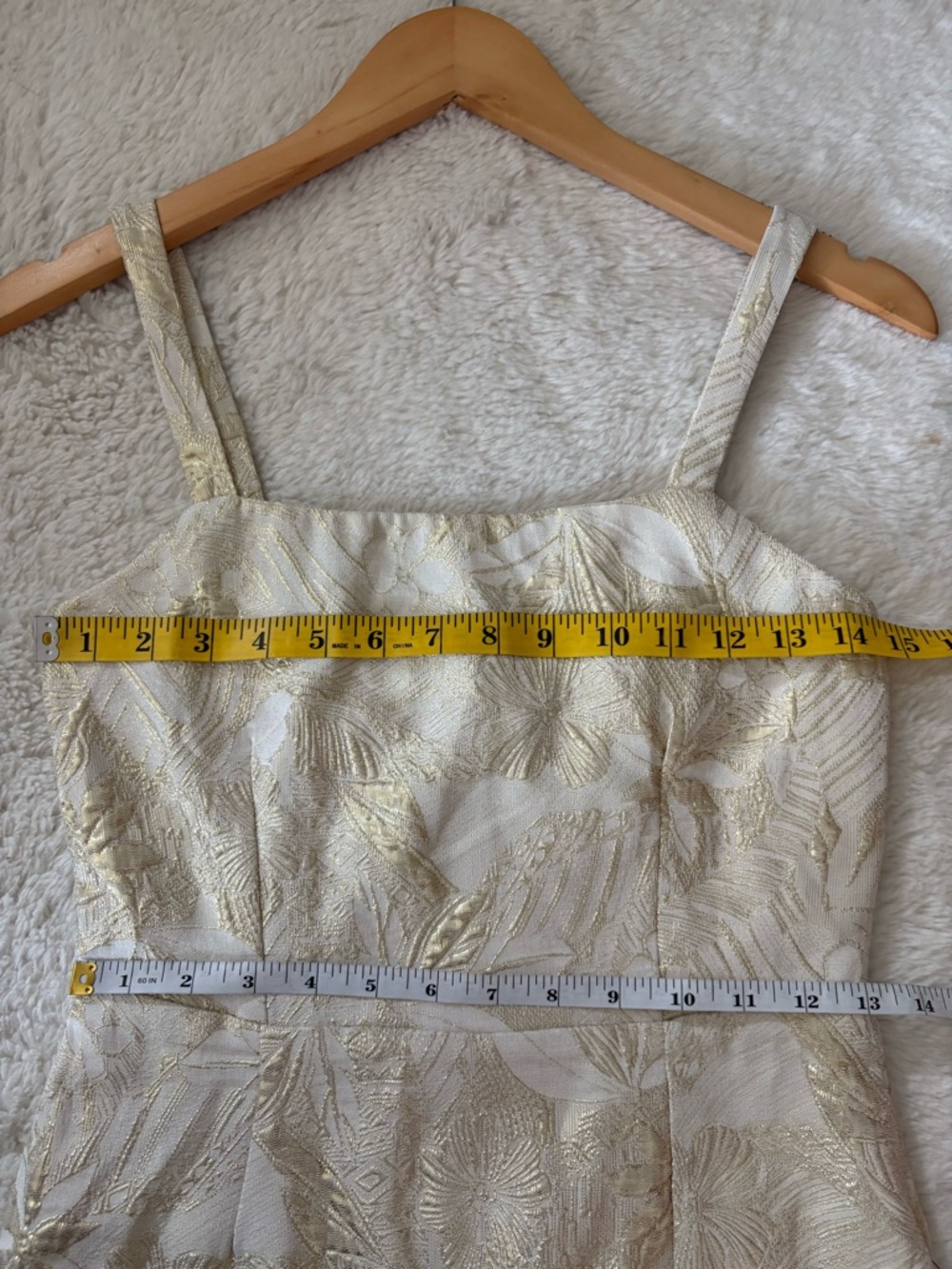 Lulus Shine for Us Cream Metallic Tropical Jacquard Mini Dress Size Small Bridal - Picture 6 of 10